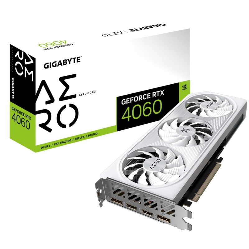 GIGABYTE GeForce RTX 4060 AERO 8GB GDDR6 Gaming Grafikkarte 2xHDMI 2xDP